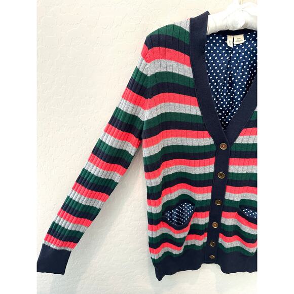 ANTHROPOLOGIE | Moth Jamison Striped Cardigan Button Front Polka Dot | XS - Picture 4 of 7
